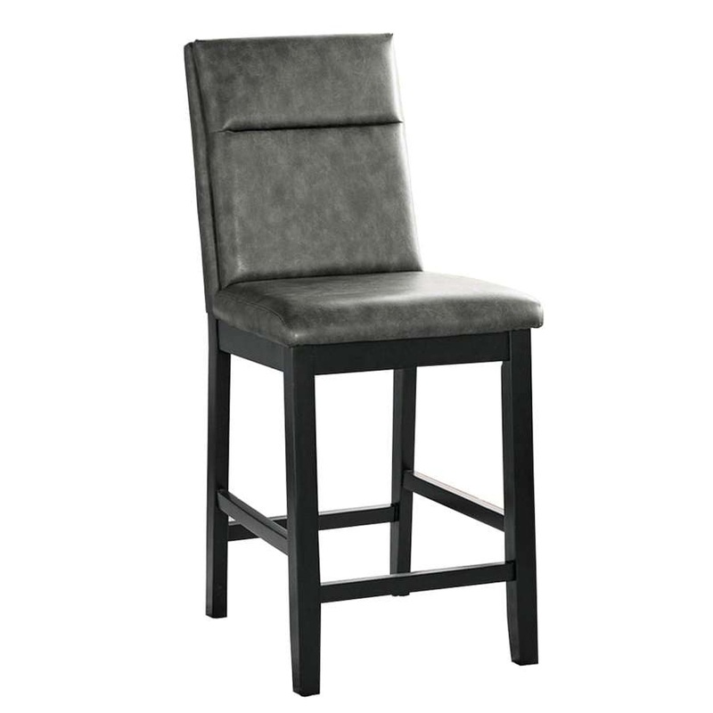 Wooden Counter Height Chairs With Padded Backrest, Set Of 2, Gray And Black By Benzara