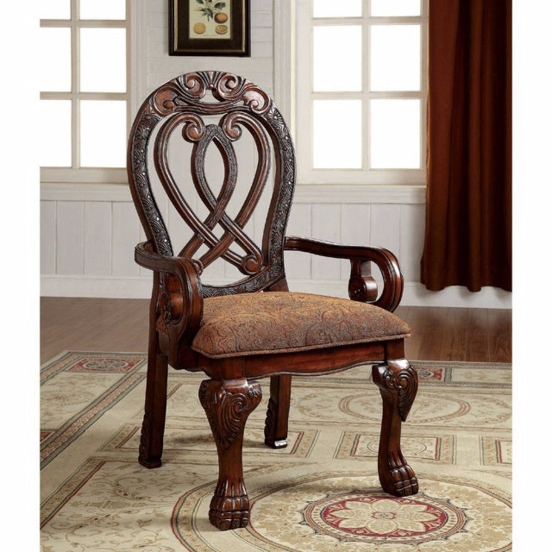 Wyndmere Traditional Arm Chair, Cherry Finish, Set Of 2 By Benzara