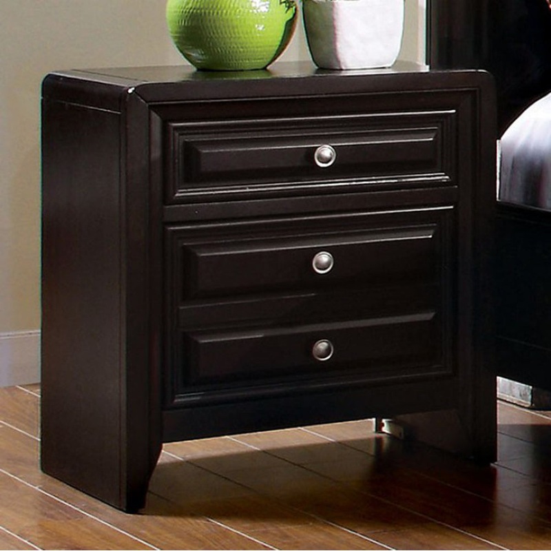 Yorkville Transitional Nightstand, Espresso Finish By Benzara