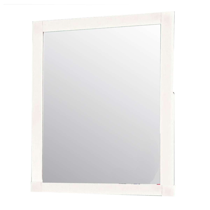 32 Inch Contemporary Style Wooden Frame Mirror, White By Benzara