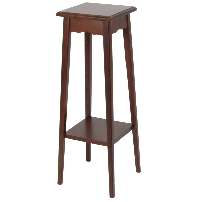 39.5 Inch Plant Stand With Tapered Slanted Legs And Bottom Shelf, Brown By Benzara