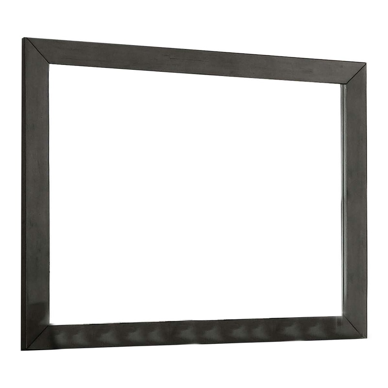 39 Inch Mirror With Rectangular Wooden Frame, Dark Gray By Benzara
