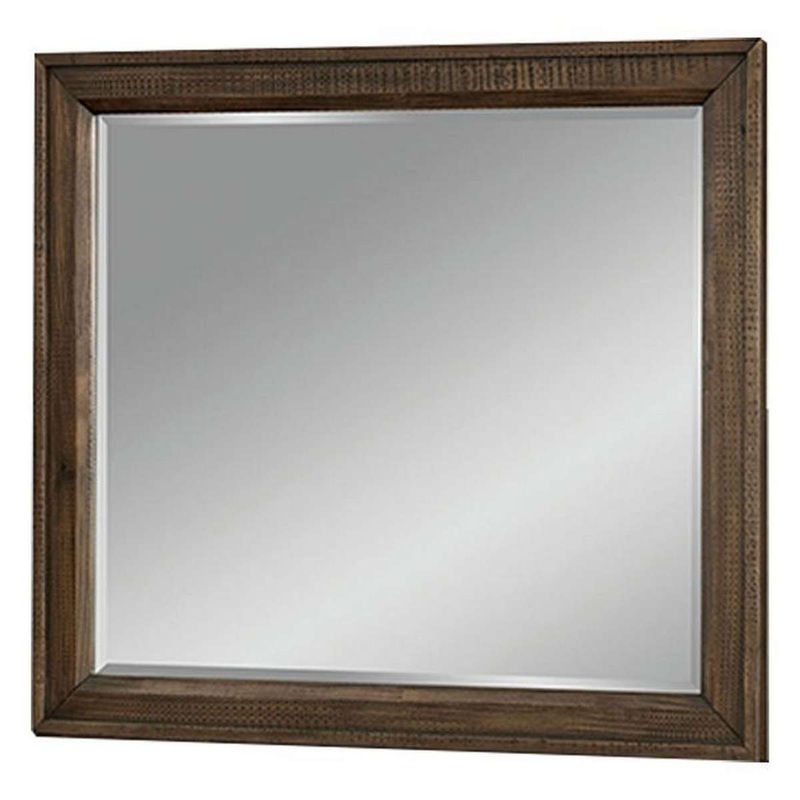 42 Inch Rectangular Wooden Frame Transitional Mirror, Brown By Benzara