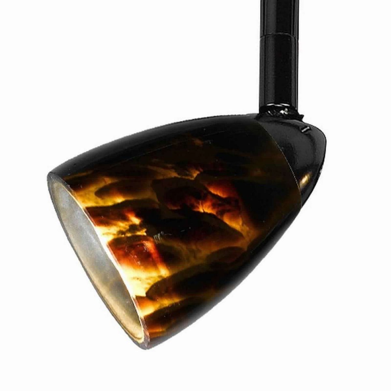 50 Watt Track Fixture With Handblown Glass Shade, Black And Brown By Benzara
