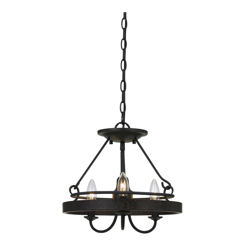 60 X 3 Watt Metal Frame Pendant With Hardwired Switch, Textured Gray By Benzara