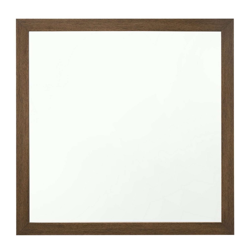 Transitional Style Wooden Frame Mirror With Grain Details, Brown By Benzara