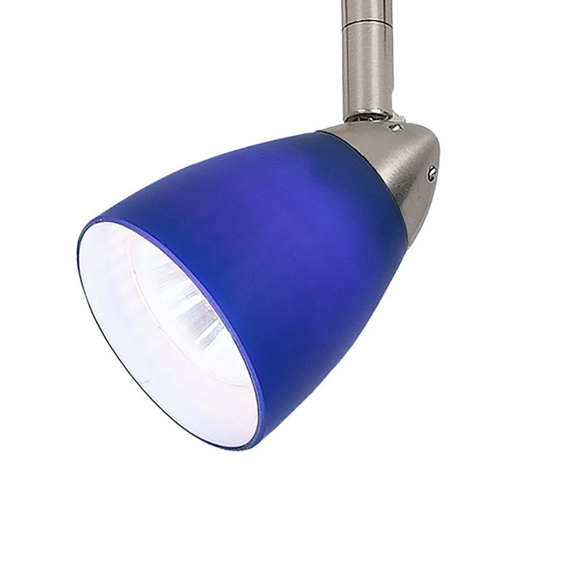 Hand Blown Glass Shade Adjustable Track Light Head With Metal Frame, Blue By Benzara
