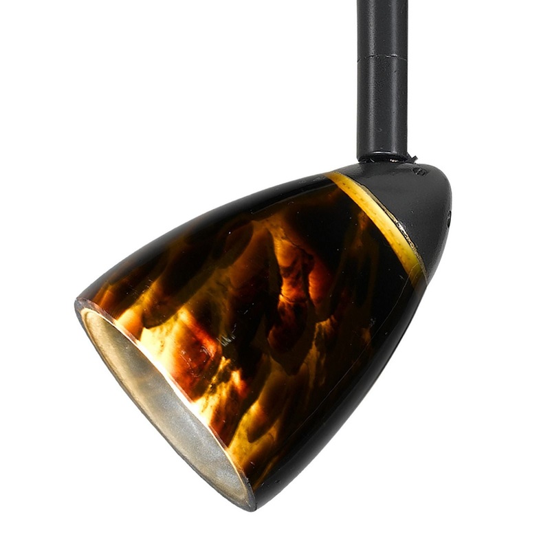 Hand Blown Glass Shade Track Light Head With Metal Frame, Gold And Bronze By Benzara