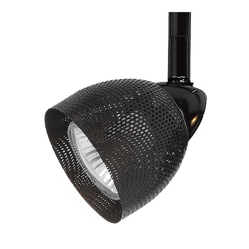 Round Metal Mesh Shade Track Light Head And Frame, Black By Benzara