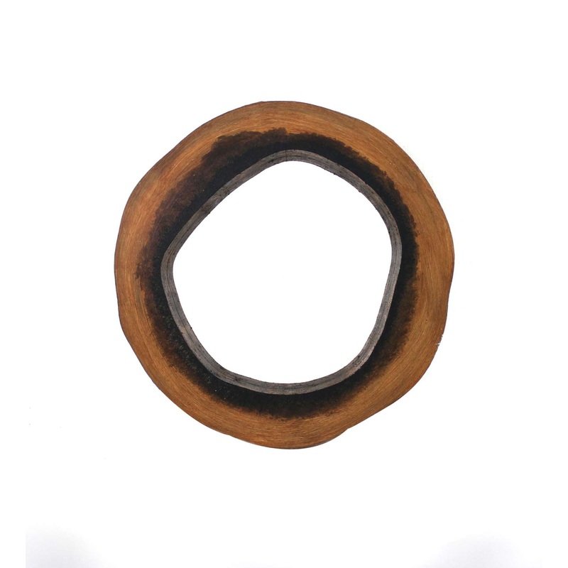 Wooden Wall Mirror With Grotto Circular Shape, Brown By Benzara