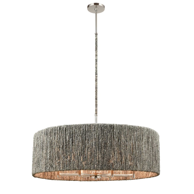 Abaca 33'' Wide 8-Light Chandelier - Polished Nickel By ELK