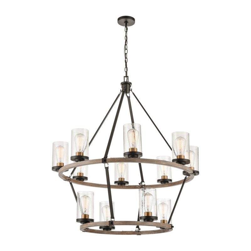 Geringer 36'' Wide 12-Light Chandelier - Charcoal By ELK