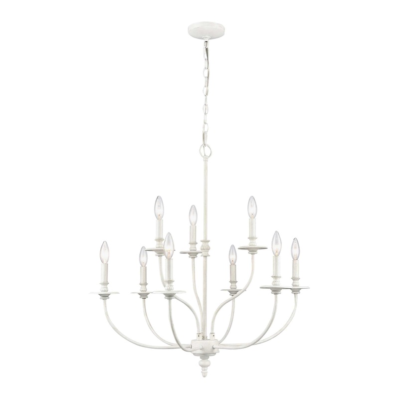 Hartford 29'' Wide 9-Light Chandelier - Farmhouse White By ELK