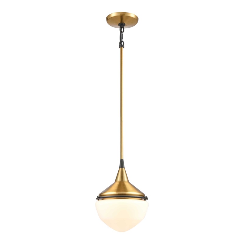 Mid-Century Schoolhouse 12'' Wide 1-Light Mini Pendant - Satin Brass By ELK