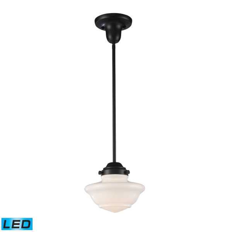 Schoolhouse 8'' Wide 1-Light Mini Pendant - Oiled Bronze By ELK