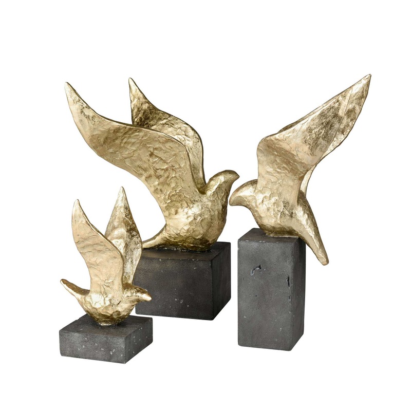 Winged Bird Sculpture - Set Of 3 By ELK