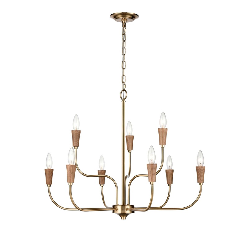 Inga 29'' Wide 9-Light Chandelier - Brass By ELK
