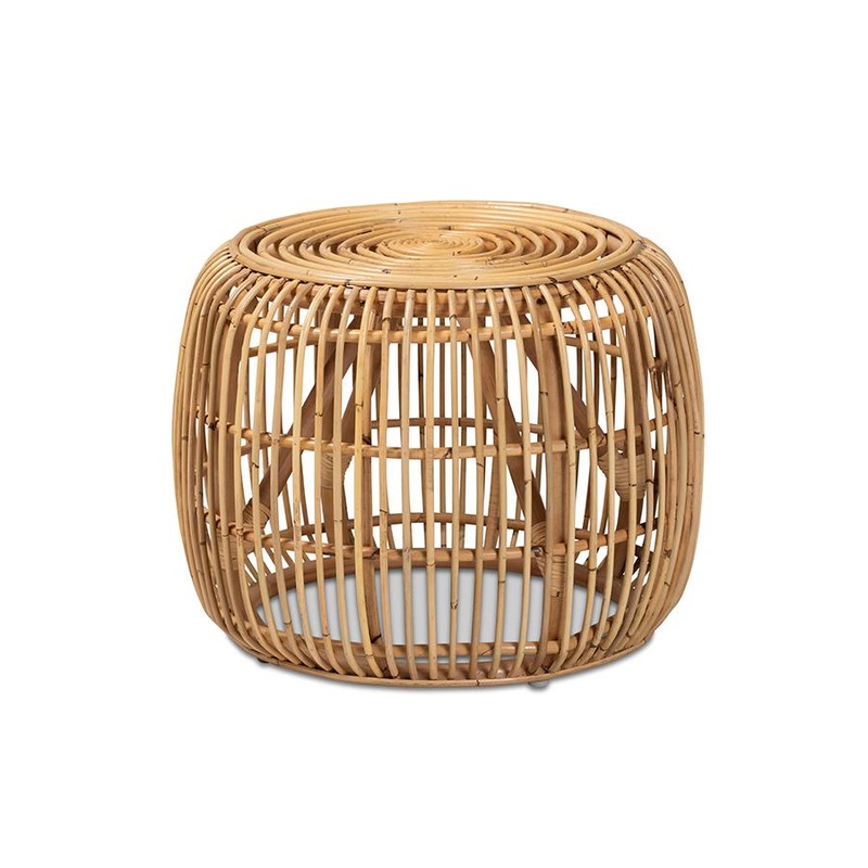 Baxton Studio Maverick Modern Bohemian Natural Brown Rattan End table