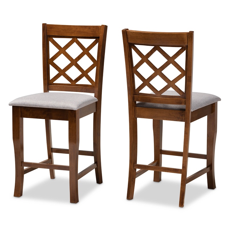 Baxton Studio Aria Modern Grey Fabric 2-Piece Counter Height Pub Chair Set