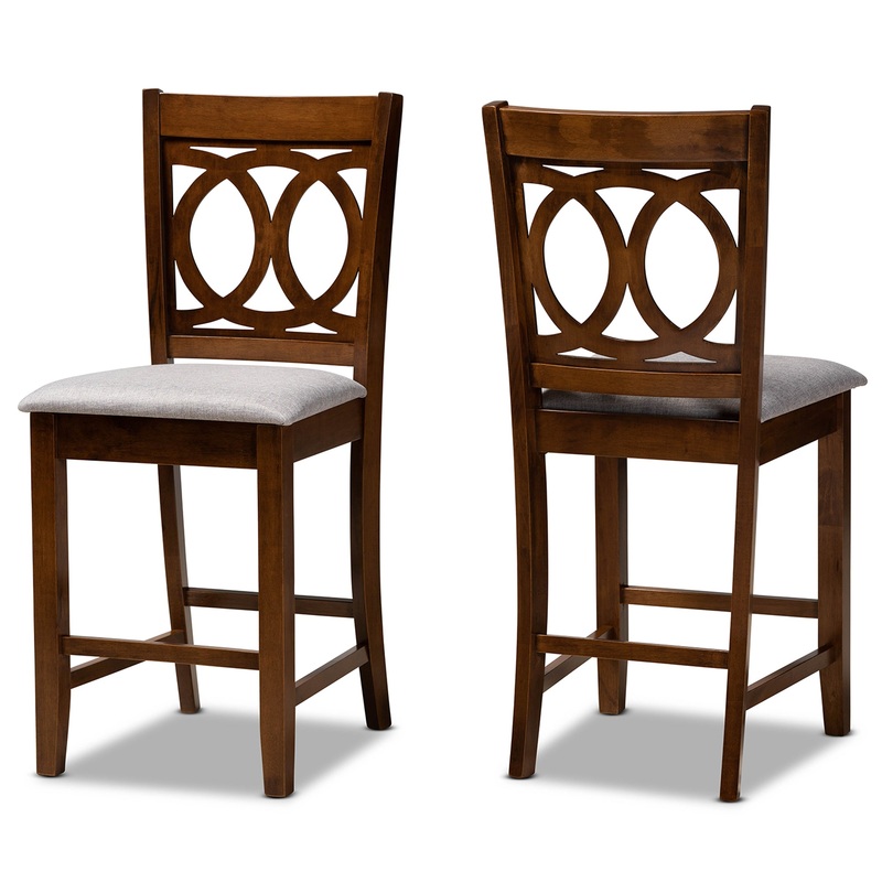 Baxton Studio Lenoir Modern Grey Fabric Wood 2-Piece Counter Height Pub Chair Set