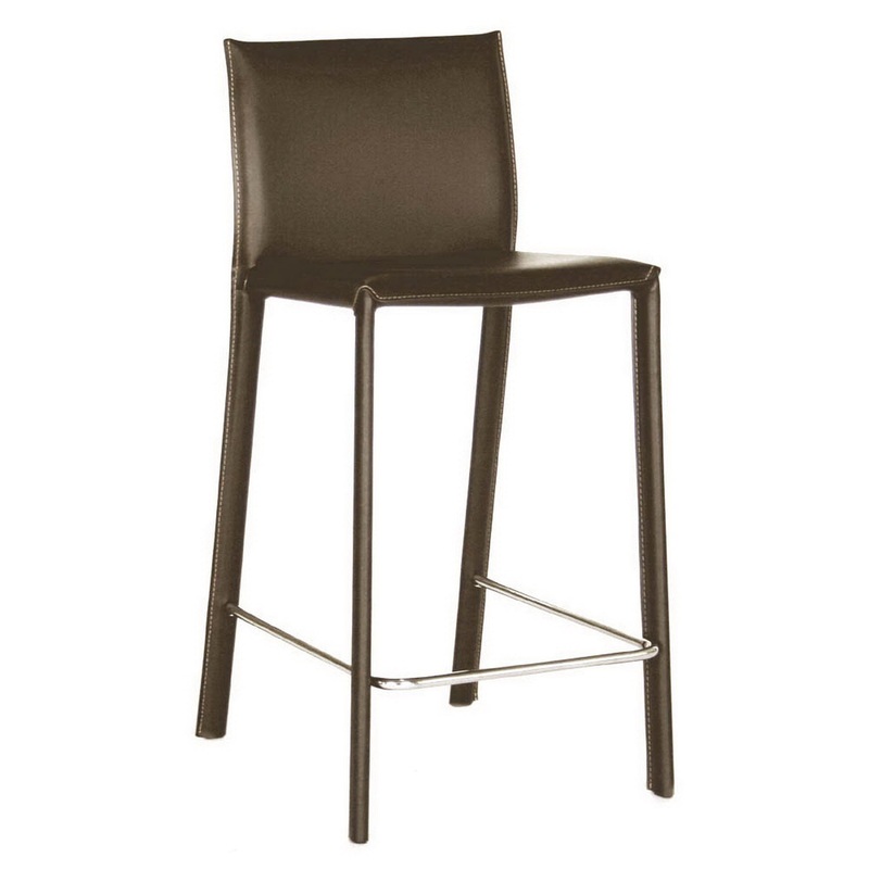 Baxton Studio Brown Leather Bar Stool (Set of 2)
