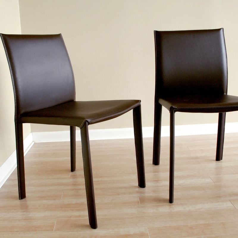 Baxton Studio Crawford Brown Leather Counter Height Stool (Set of 2)