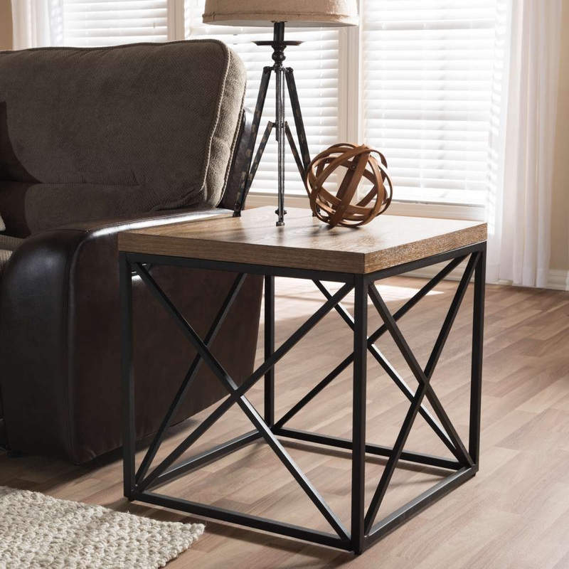 Baxton Studio Holden Vintage Industrial Antique Bronze End Table