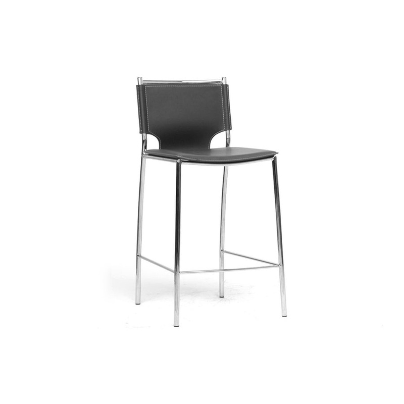Baxton Studio Montclare Modern and Contemporary Black Bonded Leather Upholstered 2-Piece Counter Stool Set