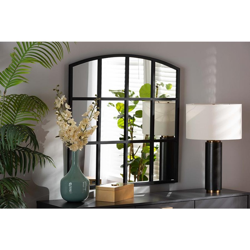 Baxton Studio Barrington Modern and Contemporary Black Finished Metal Accent Wall Mirror