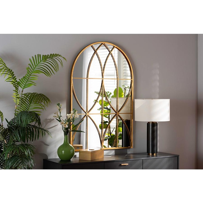 Baxton Studio Celerina Modern and Contemporary Gold Finished Metal Accent Wall Mirror