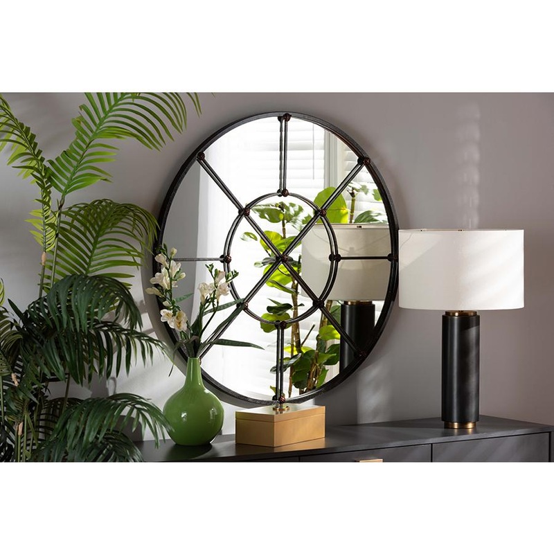 Baxton Studio Ohara Modern and Contemporary Black Finished Metal Accent Wall Mirror