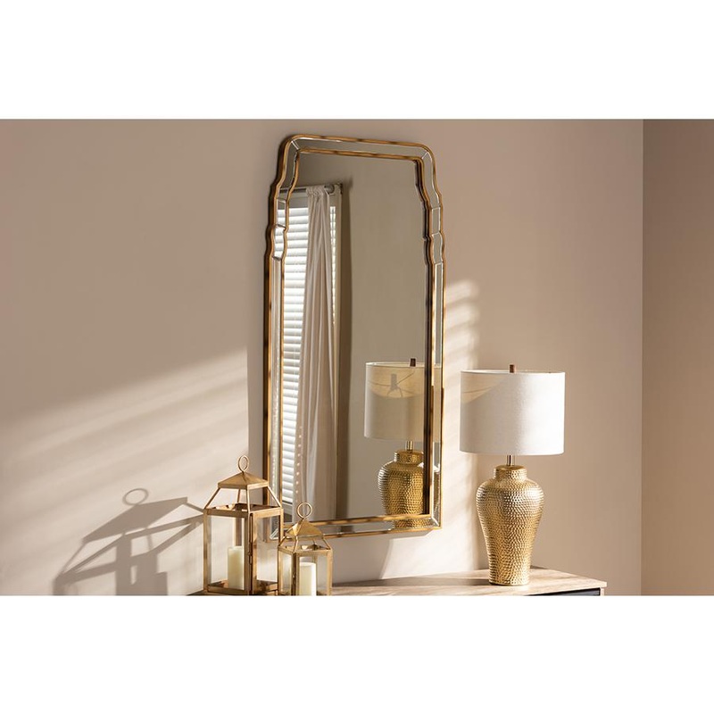 Baxton Studio Alice Modern and Contemporary Queen Anne Style Antique Gold Finished Accent Wall Mirror