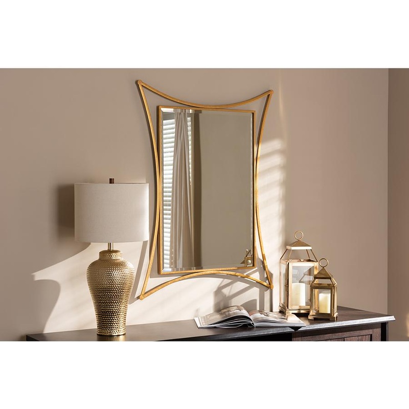 Baxton Studio Melia Modern and Contemporary Antique Gold Finished Rectangular Accent Wall Mirror
