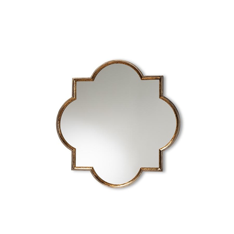 Baxton Studio Tiana Vintage Antique Bronze and Gold Finished Metal Quatrefoil Accent Wall Mirror