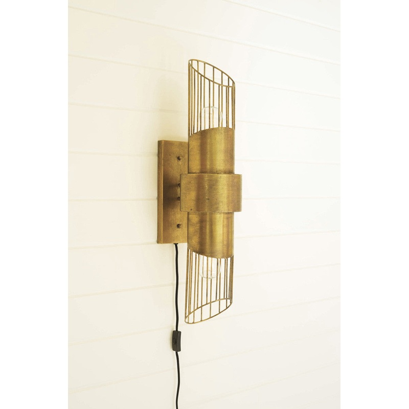 Brass Finish Metal Wall Sconce Light By Kalalou