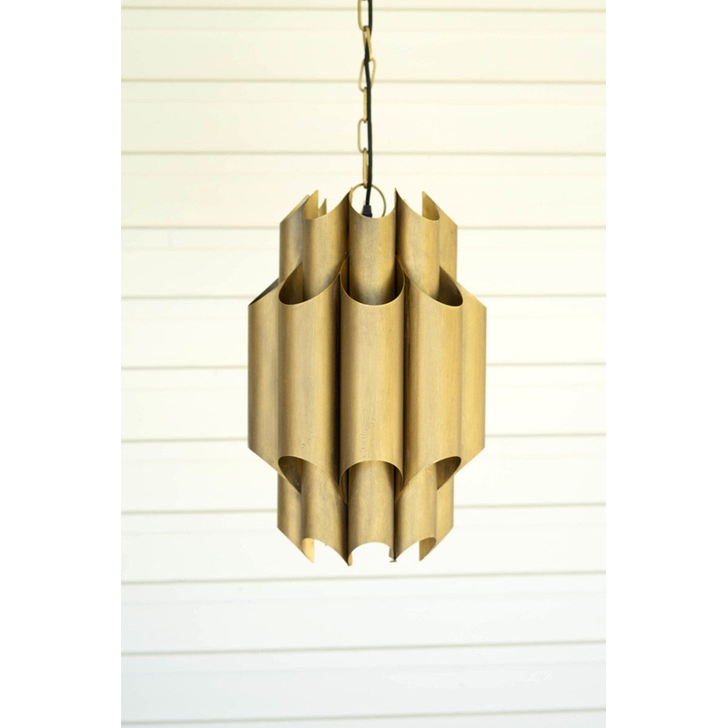 Folding Brass Finish Metal Pendant Light By Kalalou