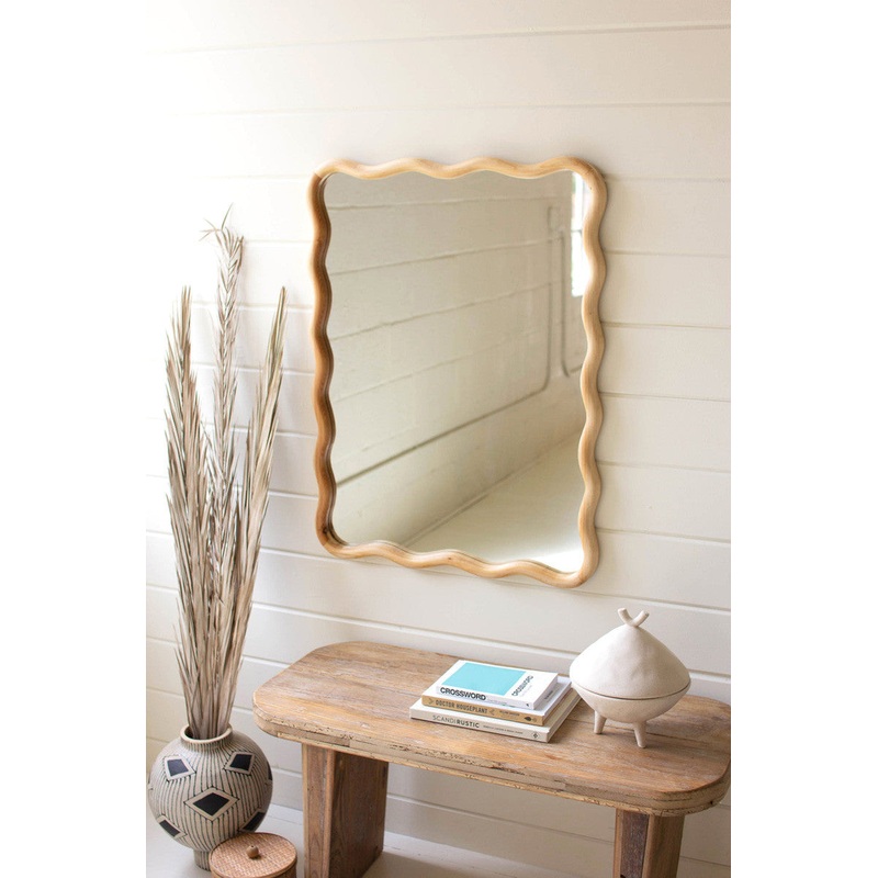 Wooden Squiggle Framed Mirror By Kalalou