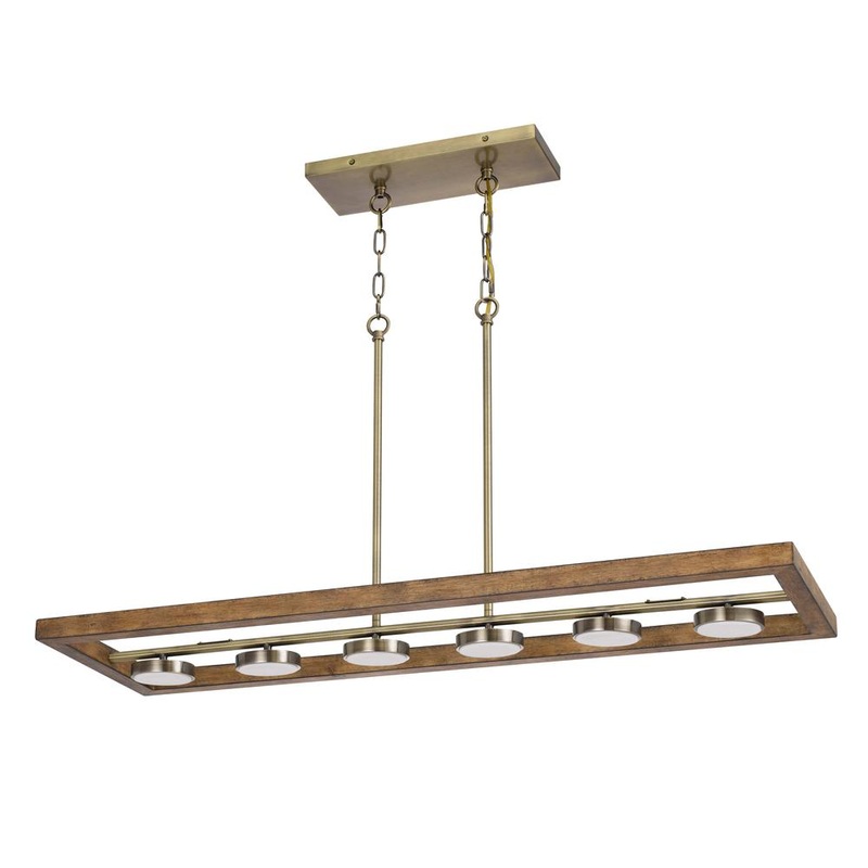 5W X 6, 30W, 3000K, 2200 Lumen Kelso Dimmable Integrated Led Rubber Wood Island Chandelier By Cal Lighting