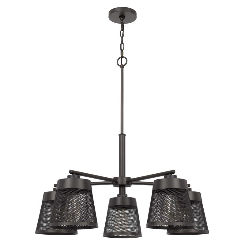 60W X 5 Hampton Metal Chandelier With Mesh Shades By Cal Lighting