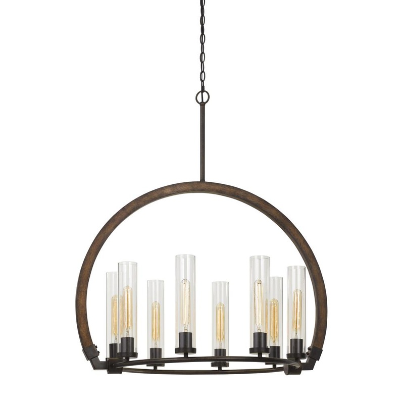 60W X 8 Sulmona Wood/Metal Chandelier With Glass Shade (Edison Bulbs Not Included) By Cal Lighting