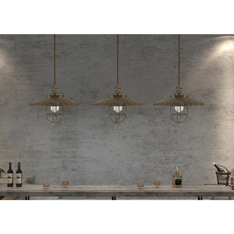 Olive Old Industrial Metal Pendant With Glass Shield (Edison Bulb Not Included) By Cal Lighting