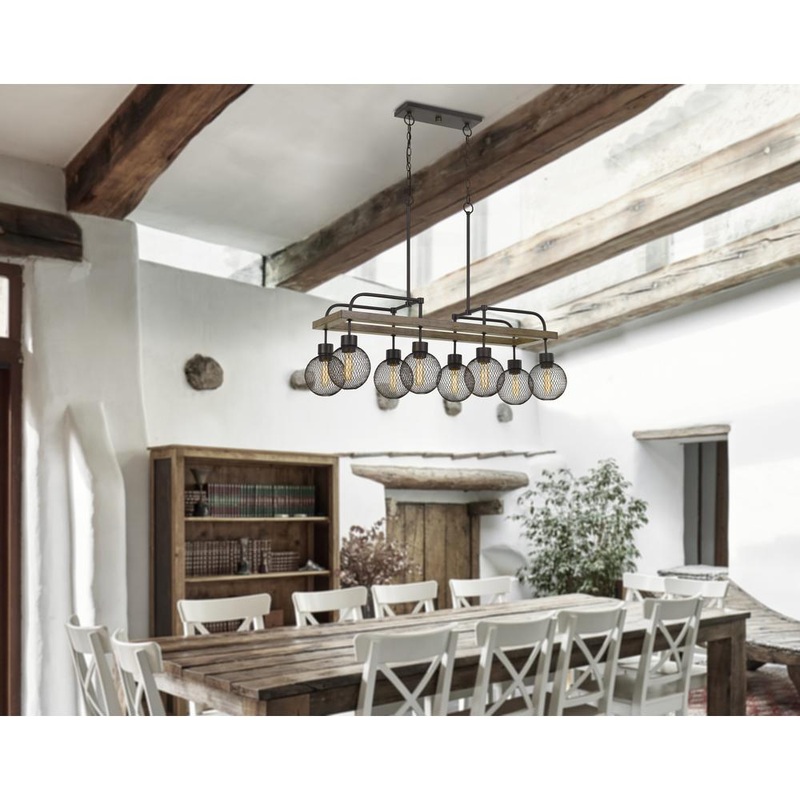 60W X 8 Forio Metal Chandelier With Mesh Round Shade (Edison Bulbs Not Included) By Cal Lighting