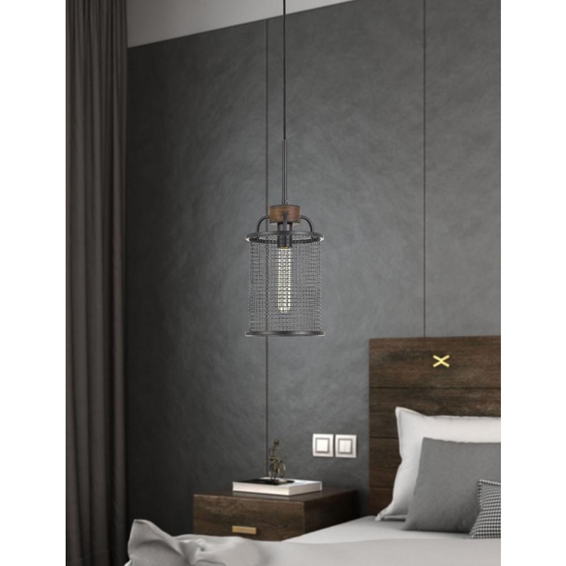 Aberdeen Mesh Metal/Wood Pendant Light (Edison Bulb Not Included) By Cal Lighting