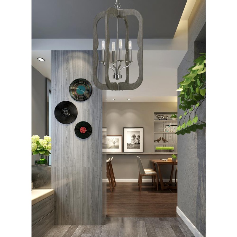 40W X 4 Portici Wood Pendant Fixture (Edison Bulbs Not Included) By Cal Lighting