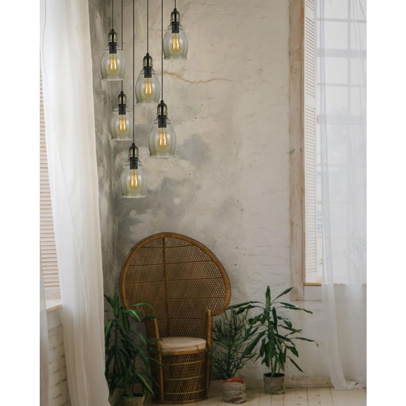 60W Accera Rippled Glass Pendant (Edison Bulb Not Included) By Cal Lighting