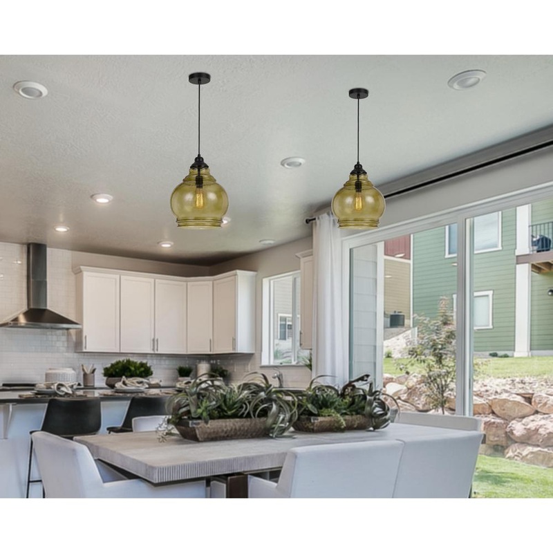 60W Rovigo Rippled Glass Pendant (Edison Bulb Not Included) By Cal Lighting
