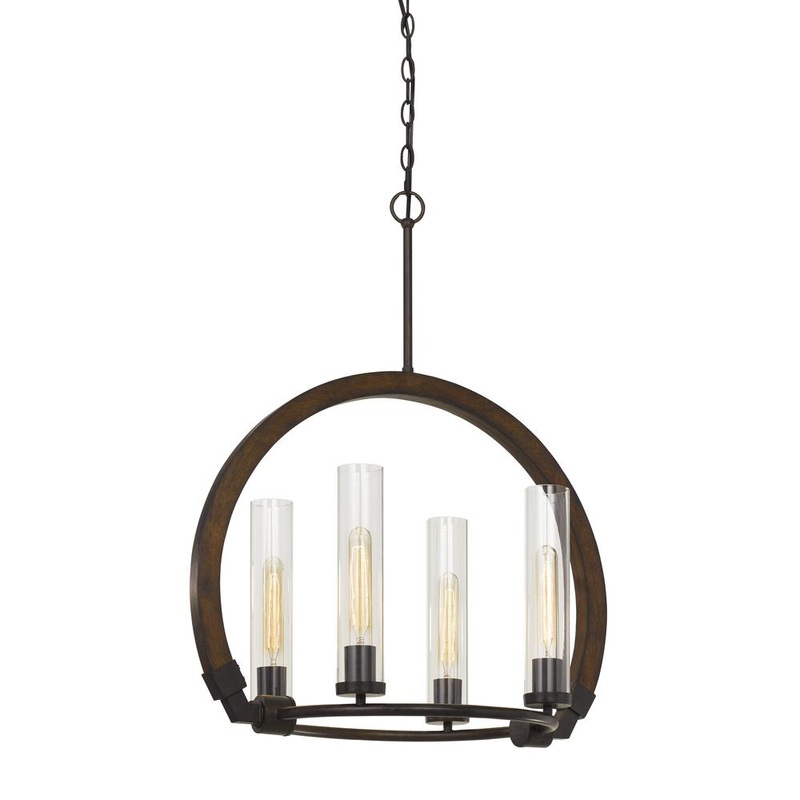 60W X 4 Sulmona Wood/Metal Chandelier With Glass Shade (Edison Bulbs Not Inlcluded) By Cal Lighting
