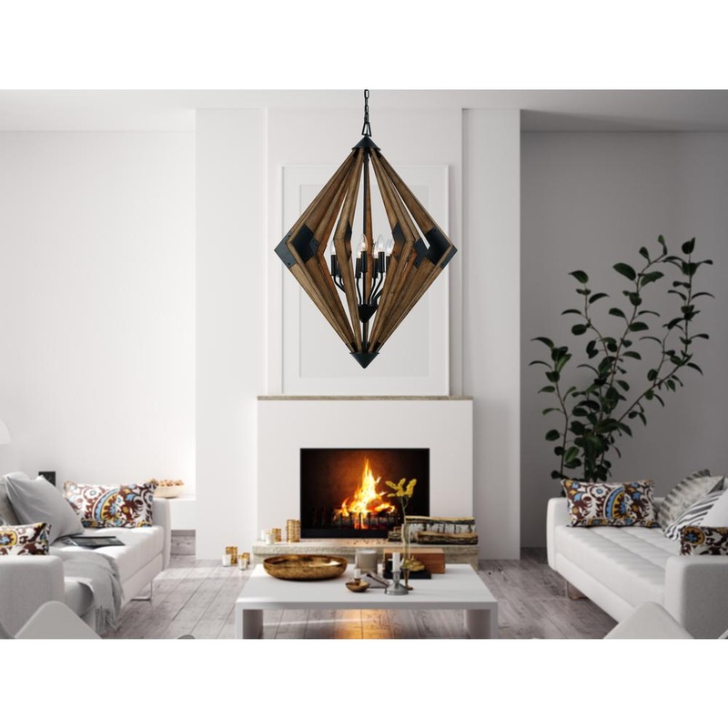 60W X 9 Arezzo Wood Chandelier By Cal Lighting