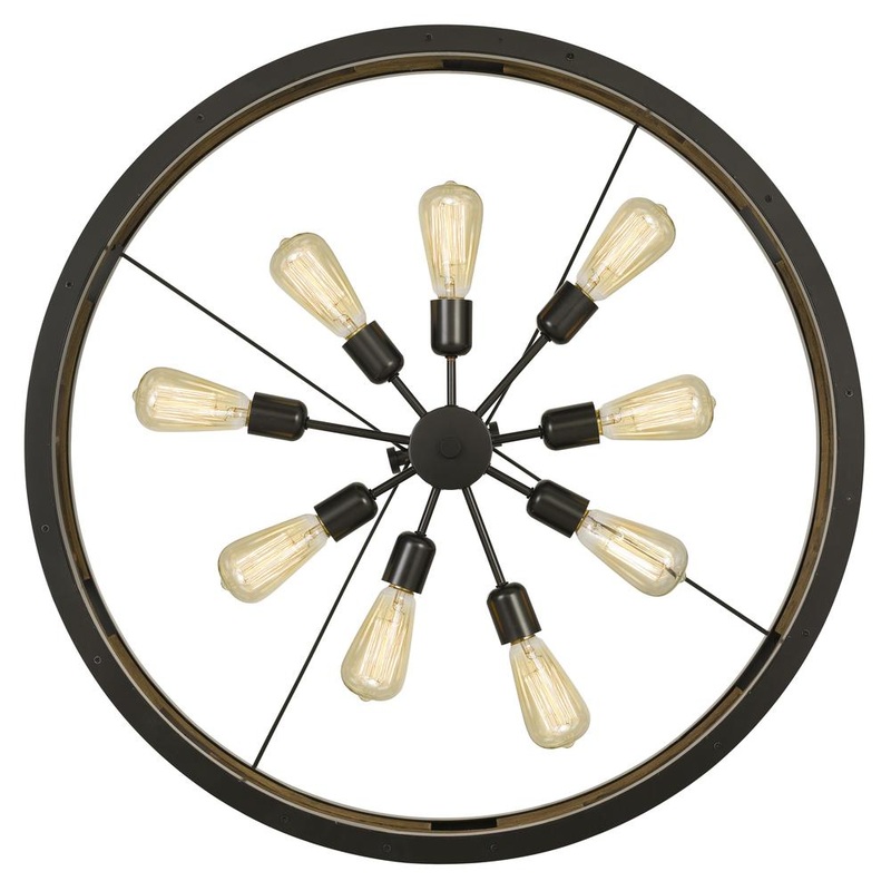 60W X 9 Bradford Metal And Wood Chandelier (Edison Bulbs Not Included) By Cal Lighting