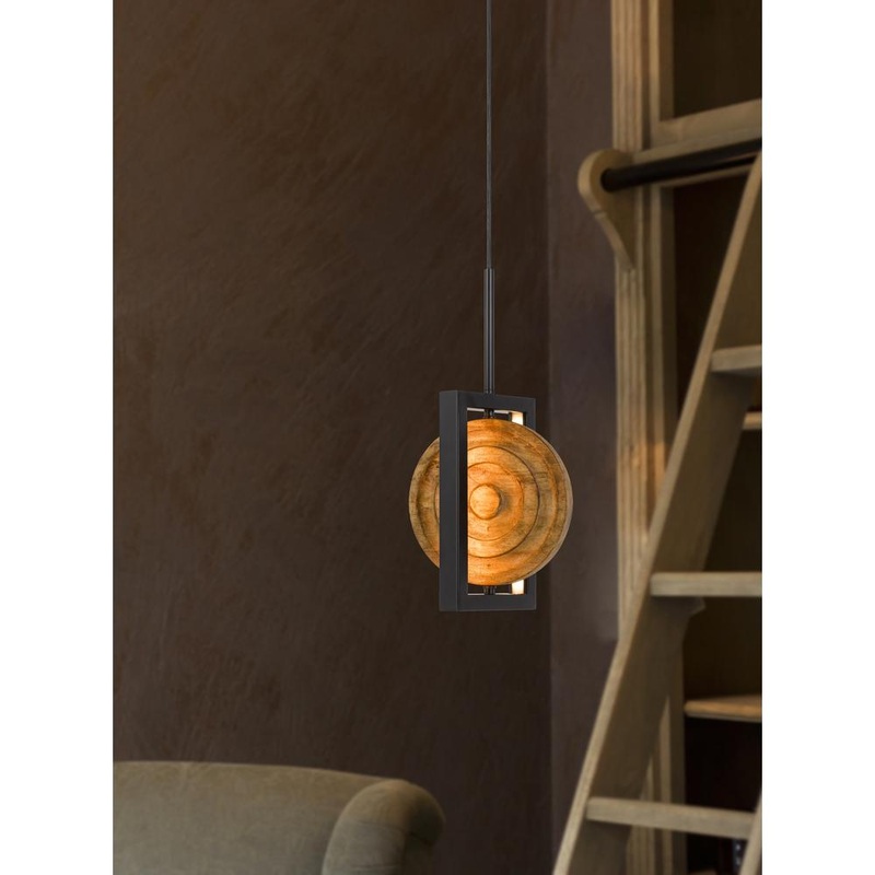 Fano Integrated Dimmable Led Wood/Metal Mini Pendant Fixture. 16W, 1280 Lumen. 3000K, Pine By Cal Lighting